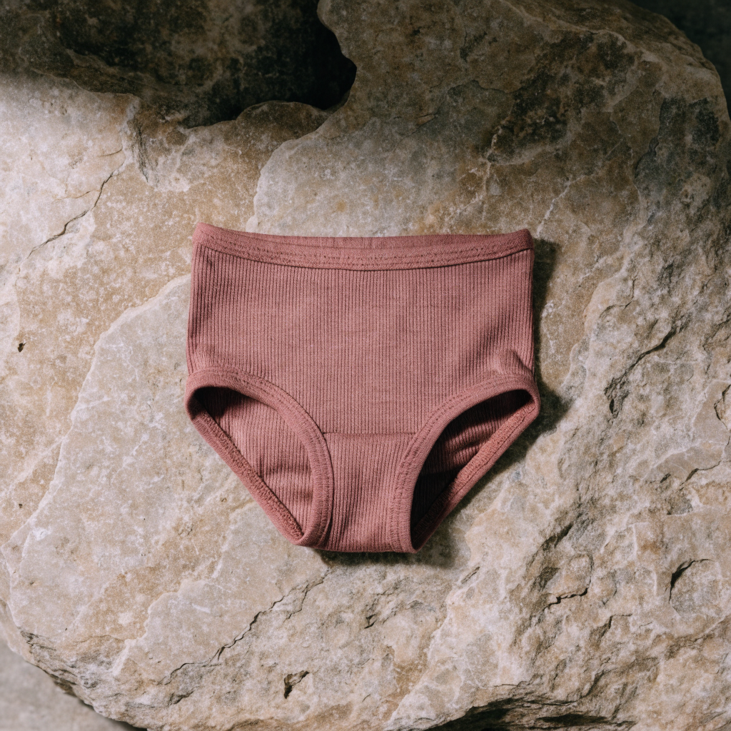 Kids Ribbed Brief Dusty Rose