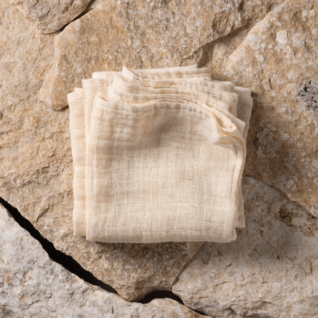 Natural cream bamboo muslin cloth set