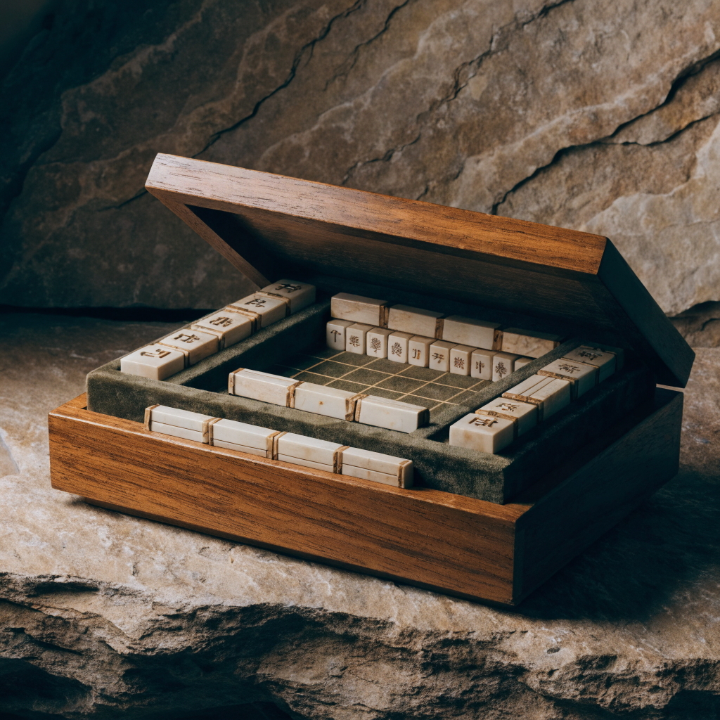 Cased Mahjong Set — Bamboo & Bone