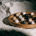Solid Oak Chinese Checkers — Marble