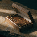Wooden Dominoes Set — Brass-Spot, Cased