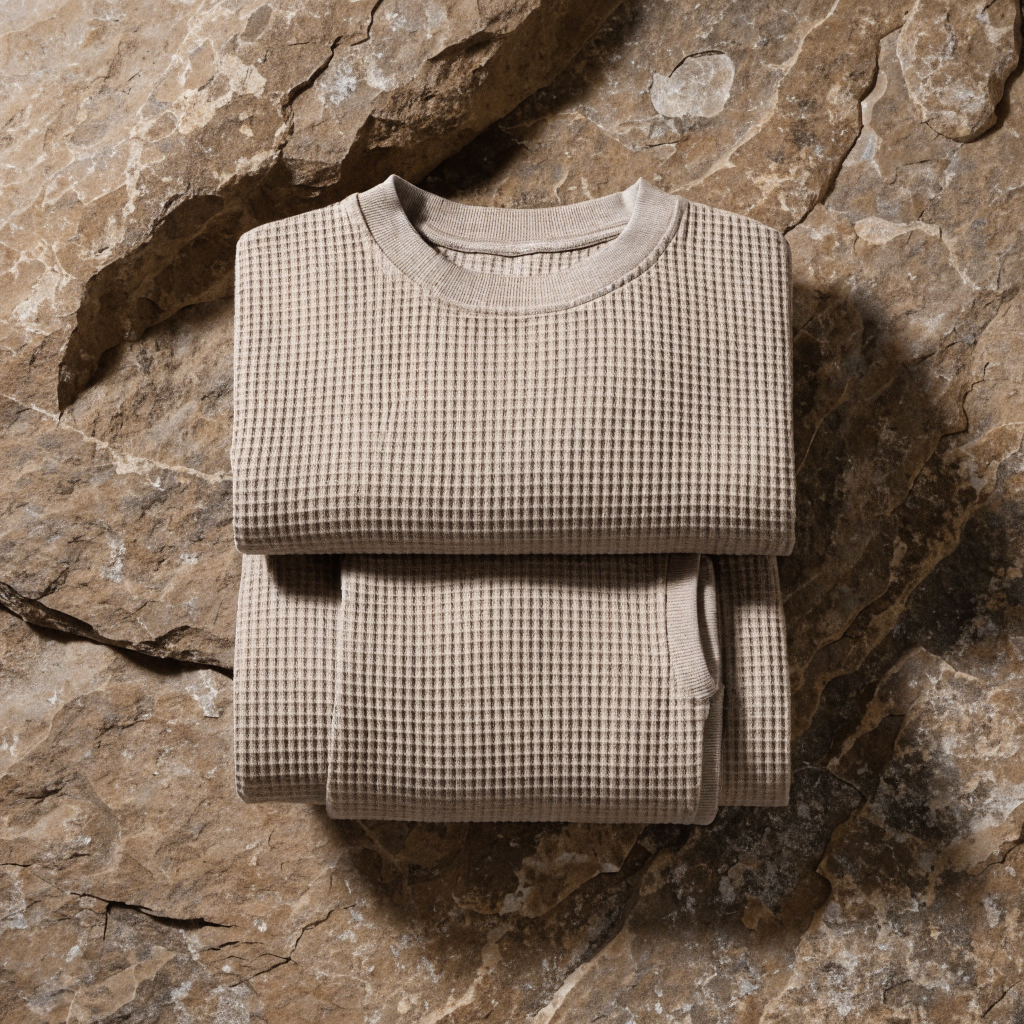 Waffle-Knit Lounge Set — Stone