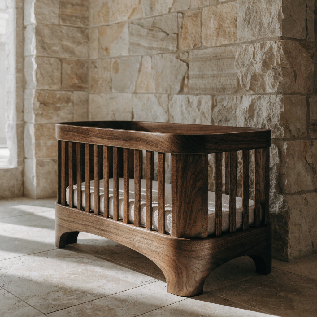 Hand-Built Solid Walnut Heirloom Crib