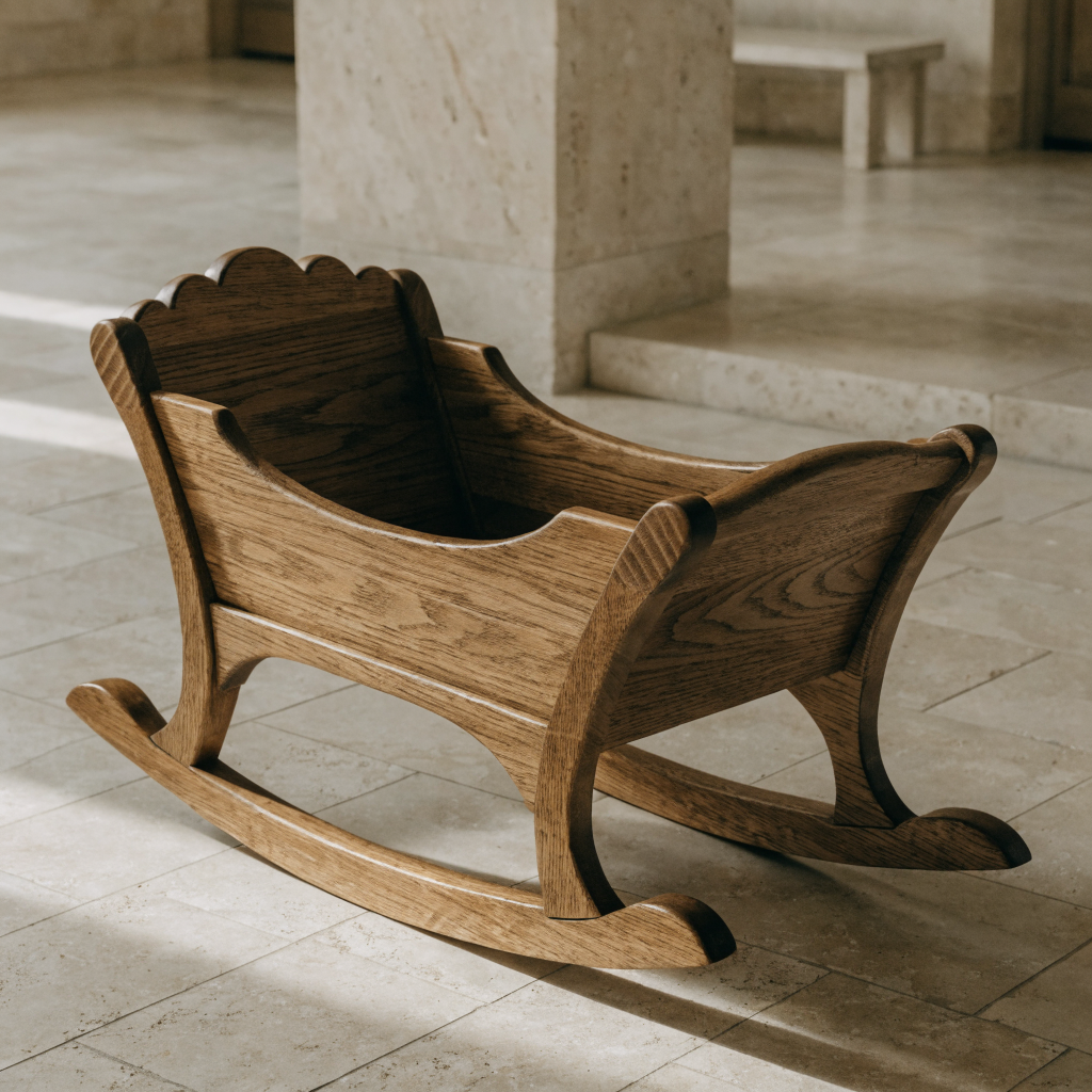 Solid Oak Rocking Cradle — Heirloom