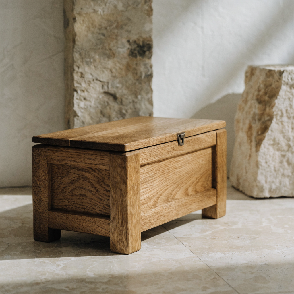 Hand-Carved Solid Oak Toy Chest — Monogrammed
