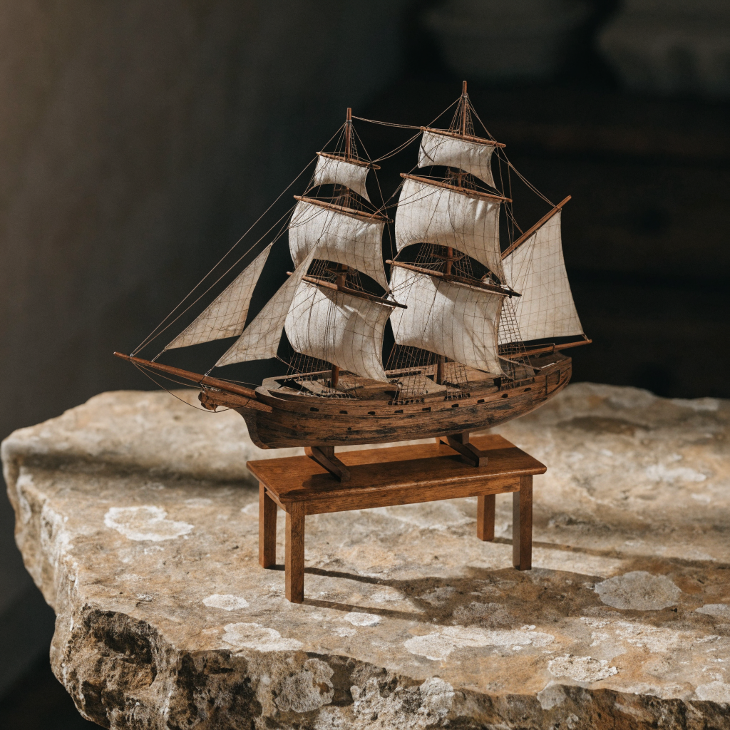 Reclaimed Timber Tall Ship Model — Museum Scale