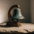 Weathered Bronze Ship's Bell on Oak Bracket