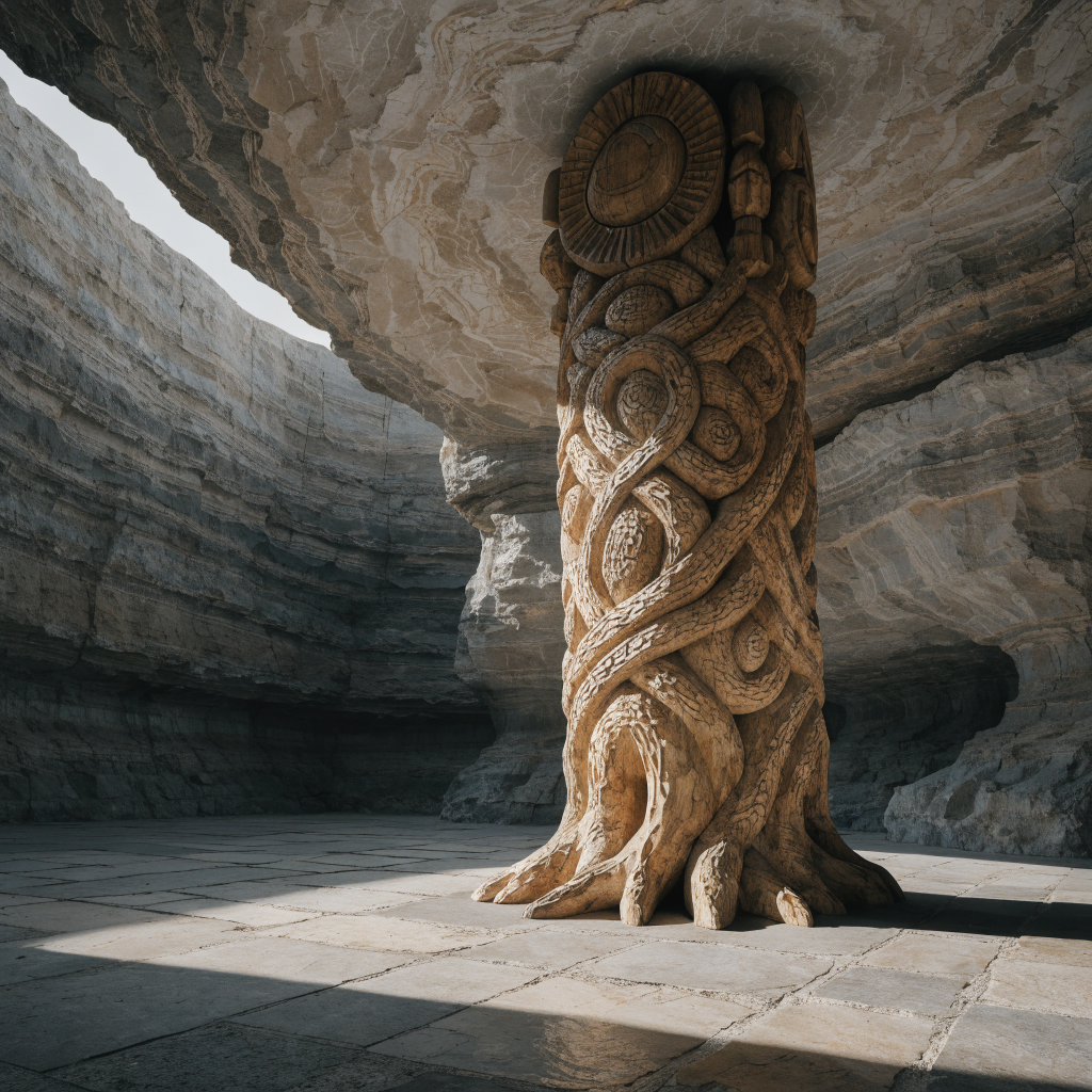 Carved Norse Totem Column — 2m