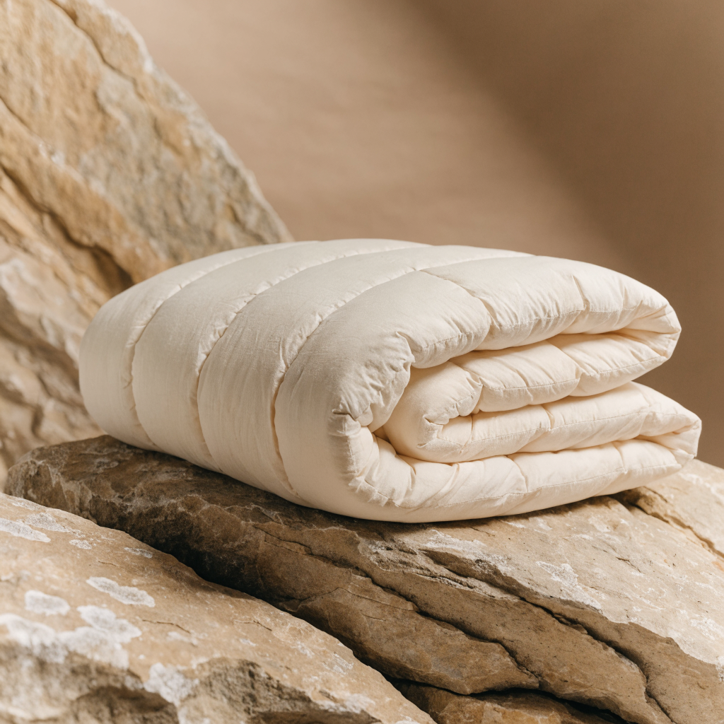 Quilted cot comforter ivory